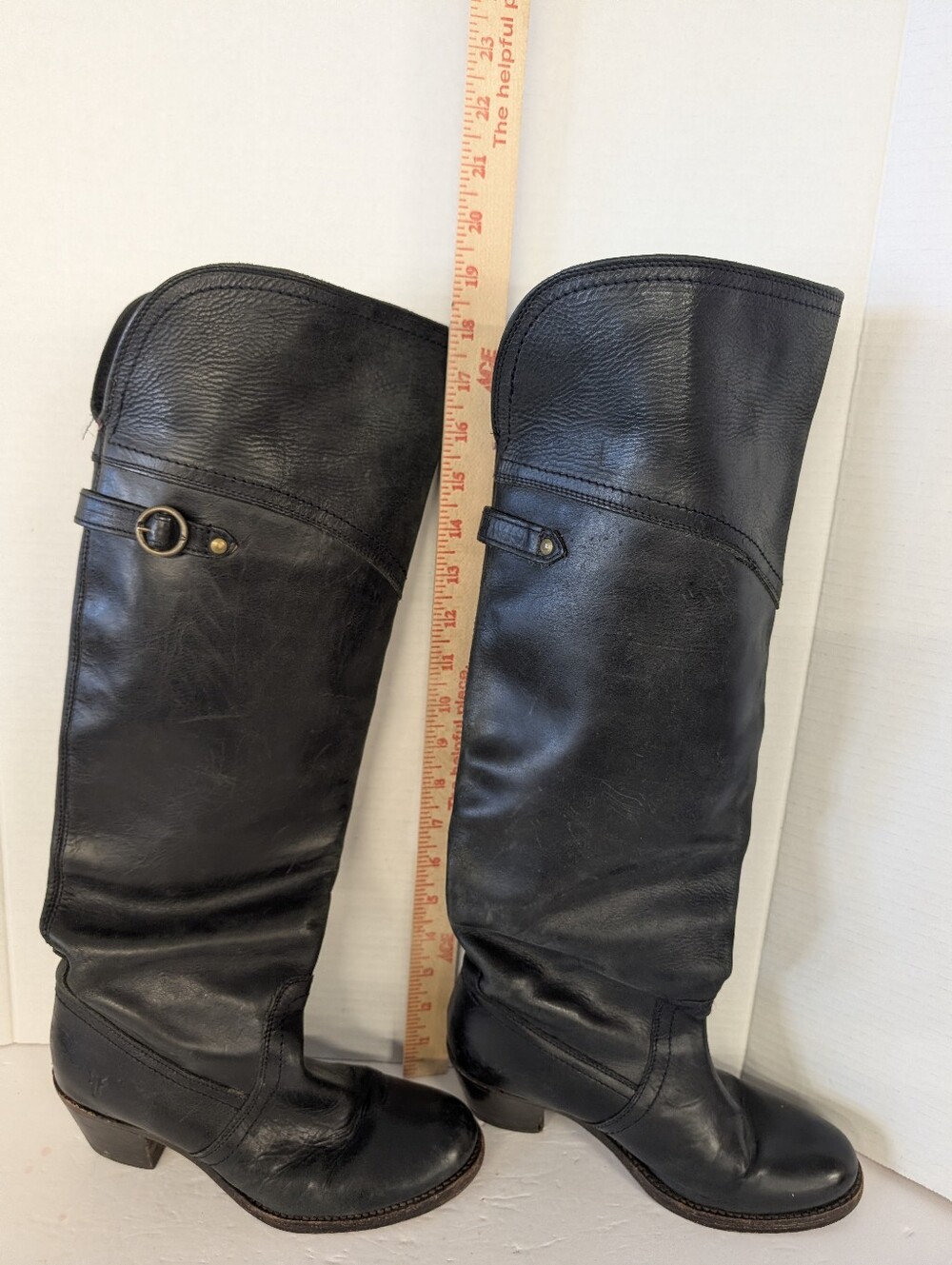 Frye Boots Black Leather Knee-High Riding Women's Sz 6 - Picture 12 of 12